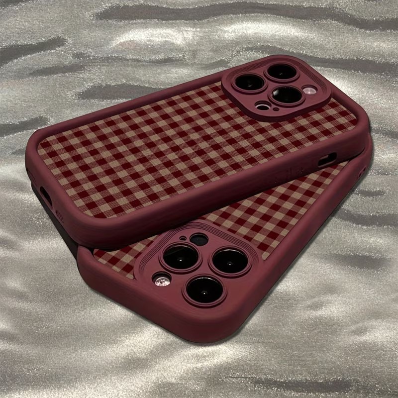 Wine & Beer Emporium - Wine Red Vintage Red-Brown Plaid TPU