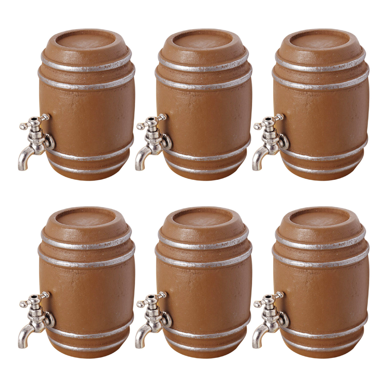 Wine Beer Garden - 6Pcs Miniature Wooden Wine Barrels Realistic