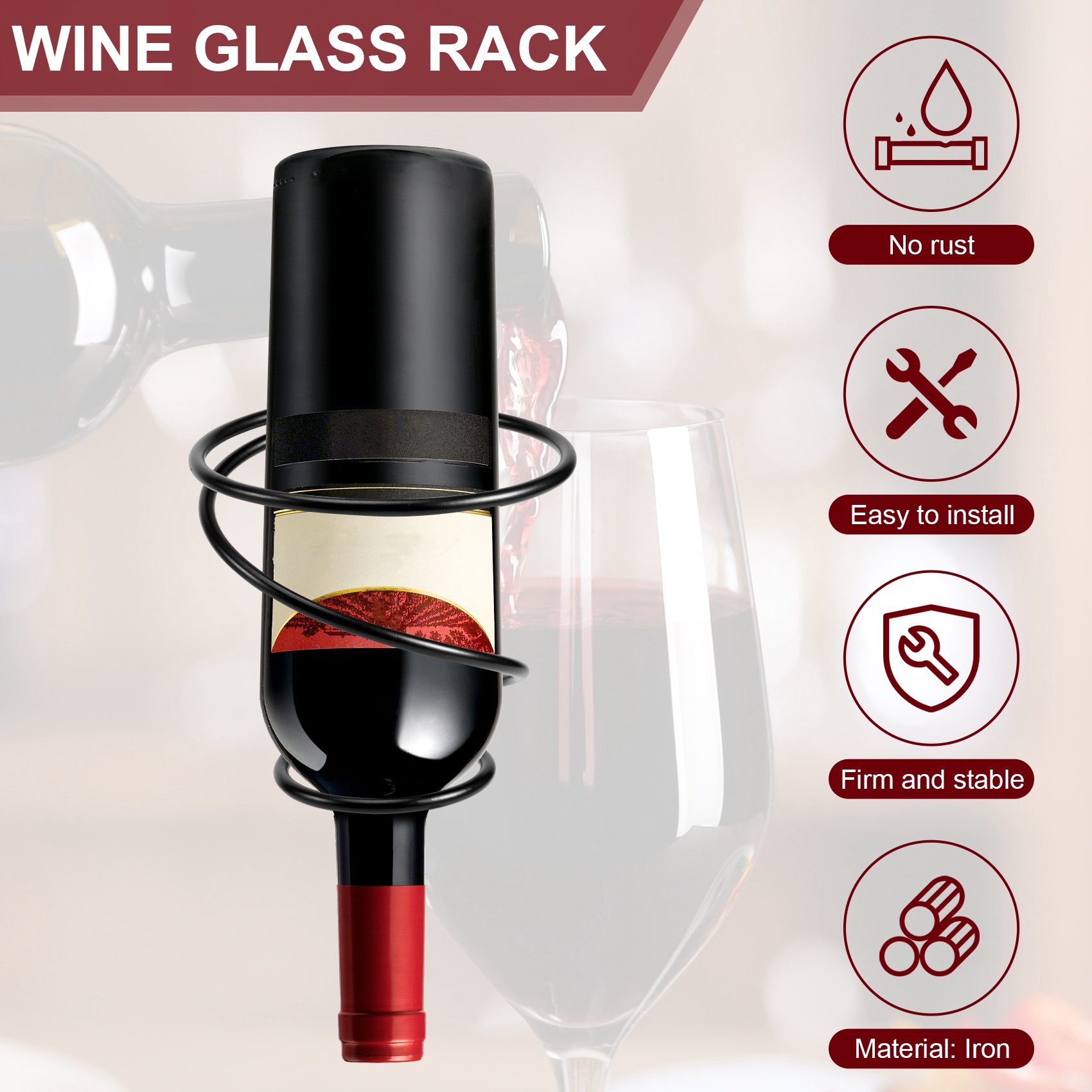 ABGH-Pack Of 6 Wall Mounted Wi - Wine Rack Wall Mount ulasan dan harga